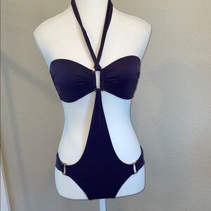 Aubade Dark Purple One-Piece Swimsuit with Halter Neck